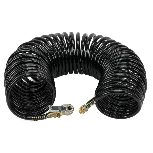 VIAIR 35 Ft. Black Braided Coil Hose with 1/4" M Swivel, with Close Ended Clip-On, 00039
