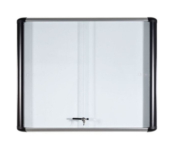 MasterVision Magnetic Porcelain Dry-Erase Enclosed Board Cabinet, Size: 38.6" X 45.7", VT640109630