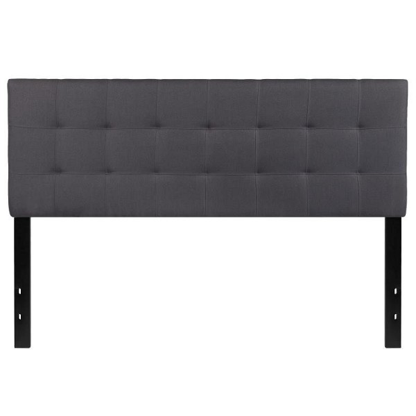 Flash Furniture Bedford Tufted Upholstered Queen Size Headboard in Dark Gray Fabric, HG-HB1704-Q-DG-GG