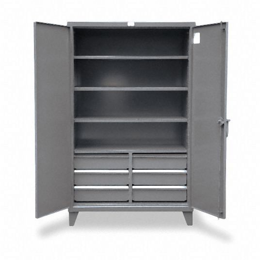 Strong Hold Heavy Duty Storage Cabinet, Dark Gray, 78 in H X 72 in W X 24 in D, Assembled, 4 Cabinet Shelves, 66-244-6/5DB
