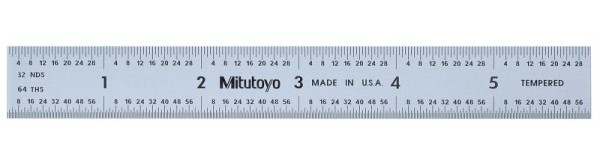 Mitutoyo Steel Rule, 6 In, 3R, 3/4 In Wide, 182-104