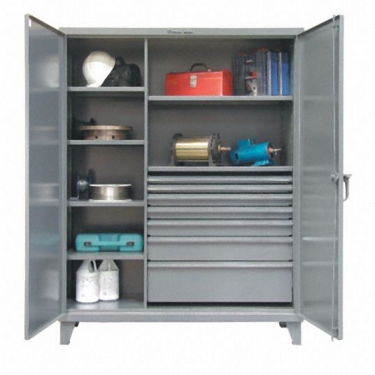 Strong Hold Heavy Duty Storage Cabinet, Dark Gray, 78 in H X 60 in W X 24 in D, Assembled, 6 Cabinet Shelves, 56-246-7/5DB