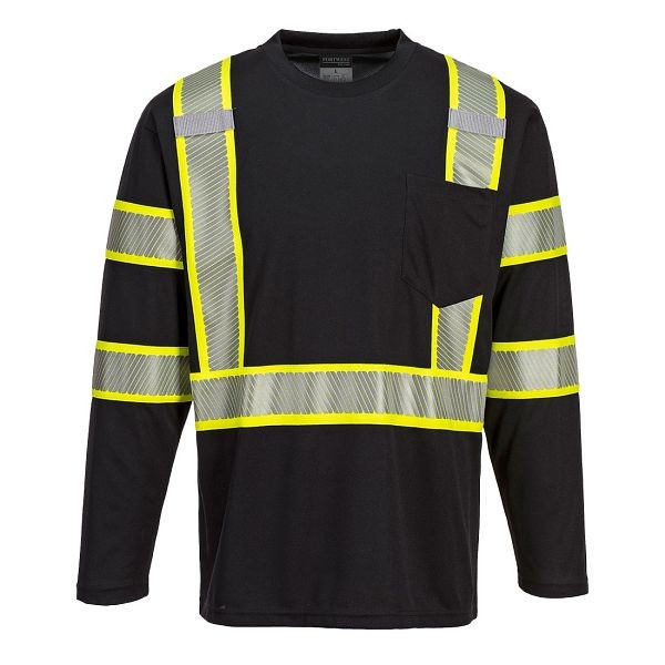 Portwest Iona Plus Long Sleeve T-Shirt, Black, 4XL, S346BKR4XL