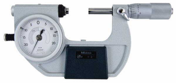 Mitutoyo Indicating Micrometer, 1-2 In, .00005 In, Carbide Tipped, 510-132
