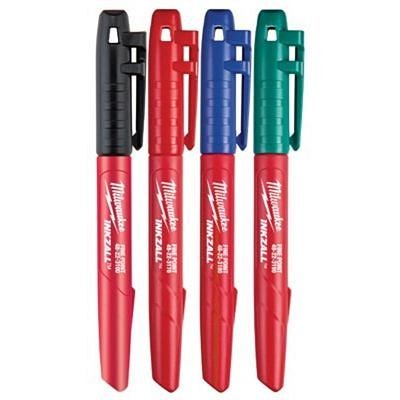 Milwaukee Fine Point Colored Inkzalls Markers, Pack of 4, 48-22-3106