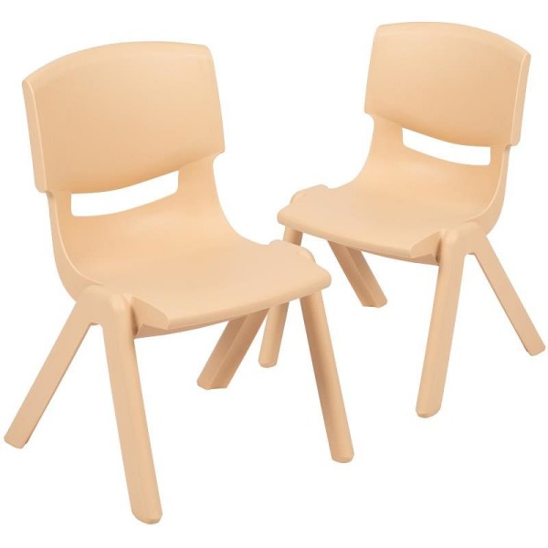 Flash Furniture Whitney 2 Pack Natural Plastic Stackable School Chair with 10.5" Seat Height, 2-YU-YCX-003-NAT-GG