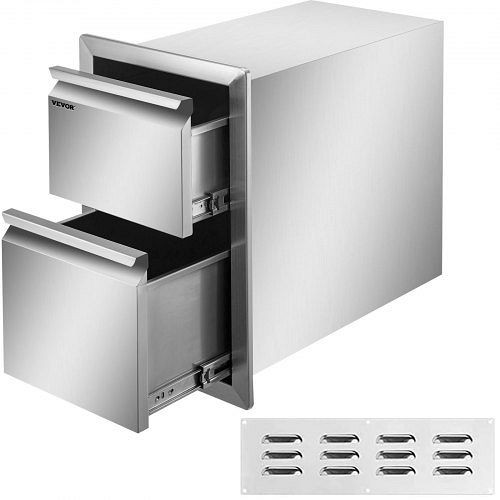 VEVOR Chest of Drawers 13 x 20.5 x 21" Stainless Steel Double, CTG22X15X20000001V0