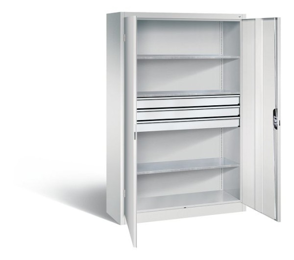CP Furniture Large capacity hinged door cabinet, 3 fully extendable telescopic drawers, 3 Shelves, H 1950 x W 1200 x D 400 mm, 8930-5030