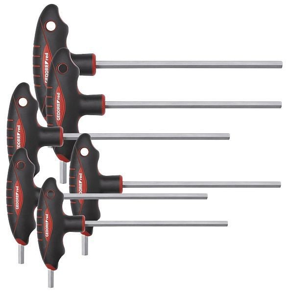 GEDORE red 6-pc. Screwdriver set, Key set, 2-component T-handle, Tool, R38672006, 3301281