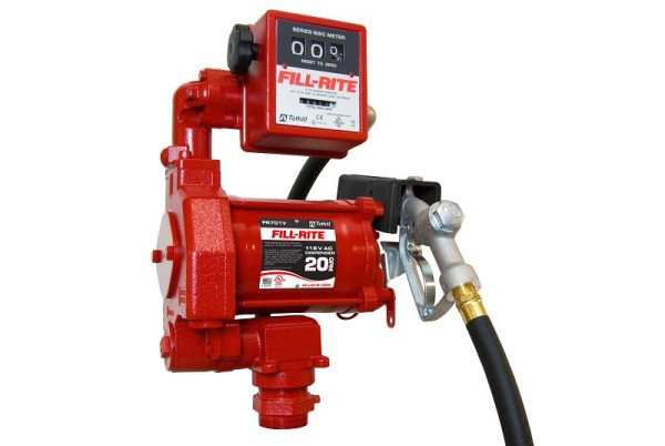 Fill-Rite 115V AC 20GPM Heavy-Duty Fuel Transfer Pump with Mechanical Meter and Manual Nozzle, FR701V