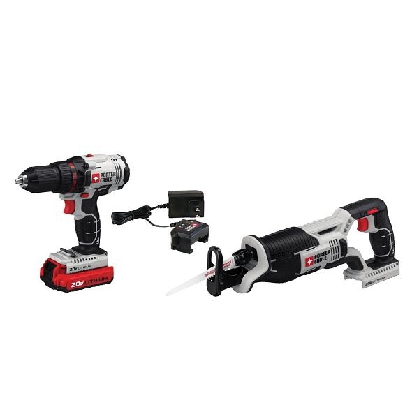 PORTER CABLE 2-Tool 20V Max Lithium Ion (Li-ion) Brushed Motor Cordless Combo Kit with Soft Case, PCCK603L2