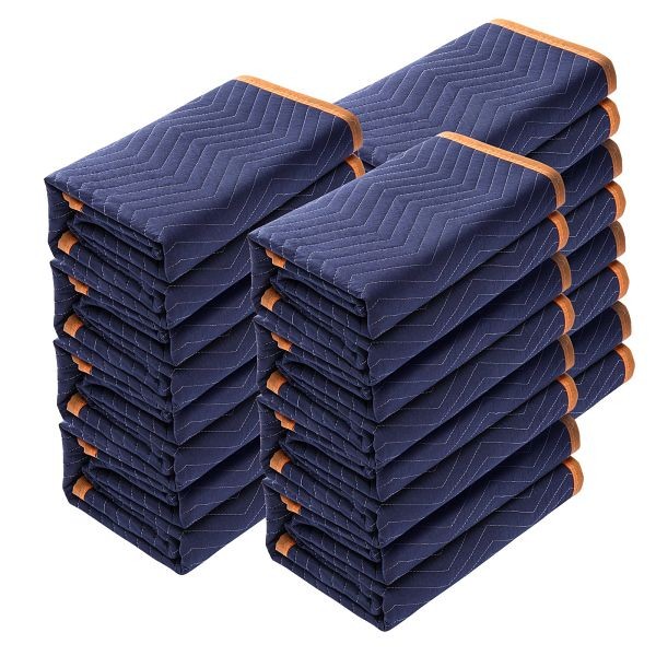 VEVOR Moving Blankets, 35 lbs/dz Weight, Blue/Orange, Pack of 12, DCBYT80X72INUDL28V0