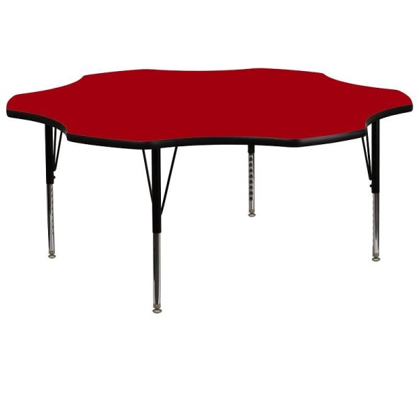 Flash Furniture Wren 60'' Flower Red Thermal Laminate Activity Table - Height Adjustable Short Legs, XU-A60-FLR-RED-T-P-GG