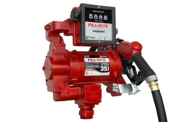 Fill-Rite 115V/230V AC 35GPM Heavy-Duty Fuel Transfer Pump with Mechanical Meter (Liter) and Ultra Hi-Flow Auto Nozzle, FR311VLB