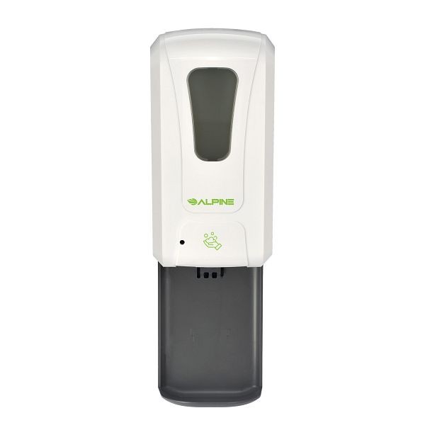 Alpine Automatic Hands-Free Foam Hand Sanitizer/Soap Dispenser with Drip Tray, 1200 mL, White, ALP430-F-T