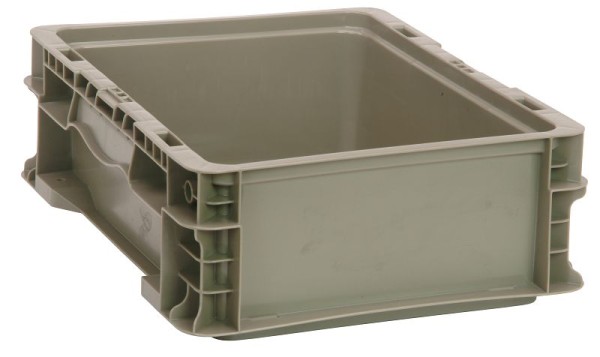 Quantum Storage Systems Stacker Straight Wall Container, 12"L x 15"W x 5"H, up to 175 lbs. stack capacity, gray, RSO1215-5