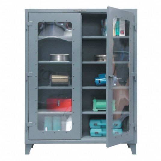 Strong Hold Heavy Duty Storage Cabinet, Dark Gray, 78 in H X 48 in W X 24 in D, Assembled, 4 Cabinet Shelves, 46-LD-244-SR