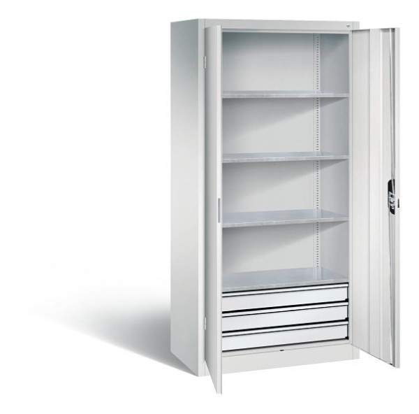 CP Furniture Large capacity hinged door cabinet, 3 fully extendable telescopic drawers, 2 doors, 4 Shelves, H 1950 x W 930 x D 500 mm, 8921-503