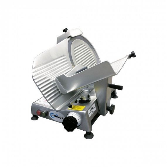 Univex Electric Food Slicer, Economy Series, manual, Maximum duty 2 hours a day, 12" diameter blade, belt-driven blade assembly, 4612