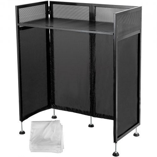 VEVOR Dj Event Facade White/black Scrim Metal Frame Booth + 20" X 40" Flat Table Top, DJGZTKCXSNGZTHS01V0