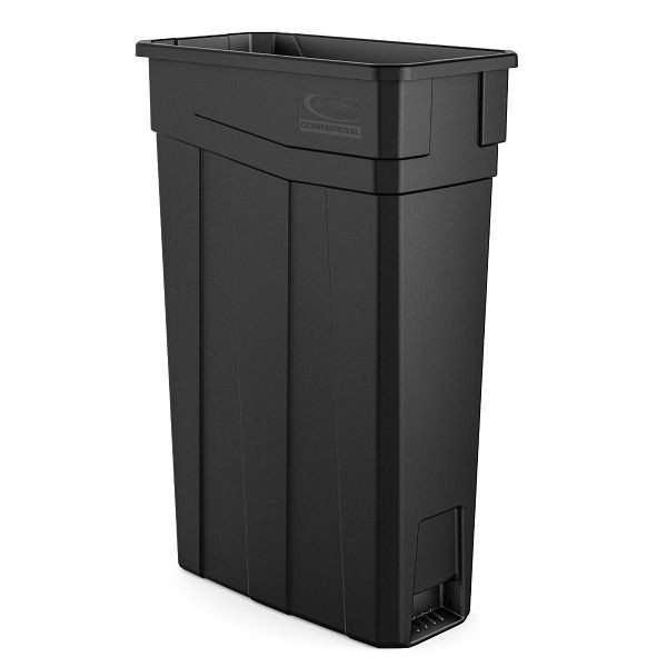 Suncast Commercial 23 Gallon Resin Slim Trash Can, Black, TCN2030BK
