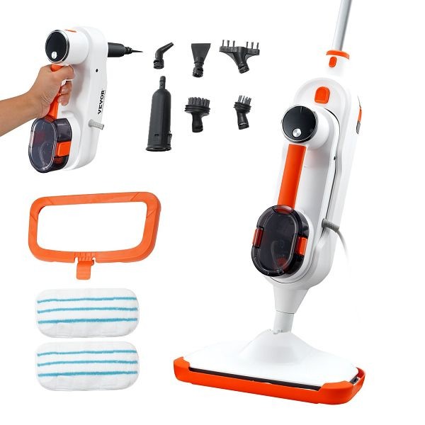 VEVOR Steam Mop, 8-in-1 Hard Wood Floor Cleaner with 7 Replaceable Brush Heads, for Various Hard Floors, KCDGNZQ125202GZ8SV1