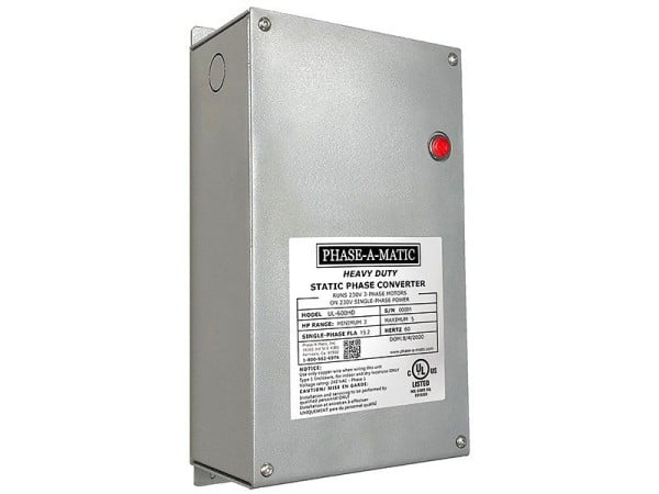 Phase-A-Matic 3 to 5 HP Static Phase Converter, UL Certified, Heavy Duty, UL-600HD