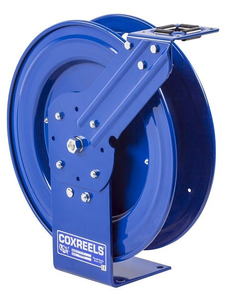 Coxreels Medium Pressure Spring Rewind Hose Reel: 3/8" Inner Diameter, 20' hose capacity, less hose, 3000 PSI, P Series, P-MPL-320