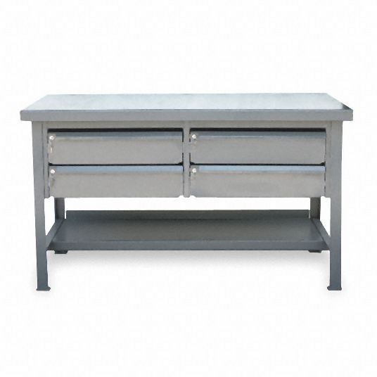 Strong Hold Workbench, Steel, 30 in Depth, 34 in Height, 48 in Width, 5,500 lb Load Capacity, T4830-4DB-KL