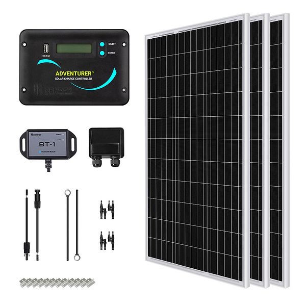 Renogy 300 Watt 12 Volt Solar RV Kit, RNG-KIT-RV300D-ADV30