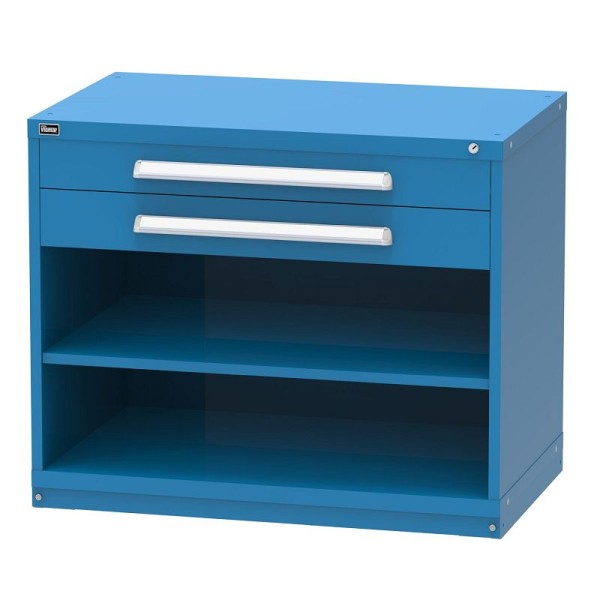 Vidmar DARK BLUE Standup Work Height Drawer Cabinet with 2 Drawers, 27.75" x 45" x 37", RP1943AL-DARK BLUE