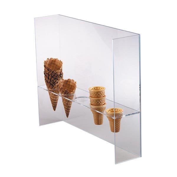 Dispense Rite Five section cone stand with shield - Clear Acrylic, CSG-5L