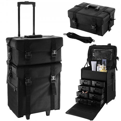 VEVOR 2 in 1 Rolling Makeup Case Train Box Cosmetic Organizer Luggage Trolley Bag, SM805NJBHZB000001V0