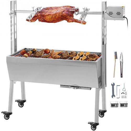 VEVOR Stainless Steel BBQ Lamb Spit Roaster with Electric Motor Grill, Max Load Weight: 132Lbs, LQ-BBQ5CKYL40KG01V1