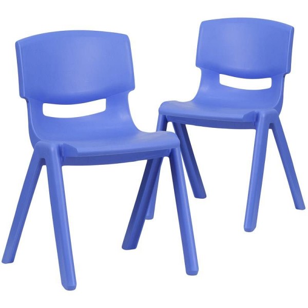 Flash Furniture Whitney 2 Pack Blue Plastic Stackable School Chair with 13.25" Seat Height, 2-YU-YCX-004-BLUE-GG