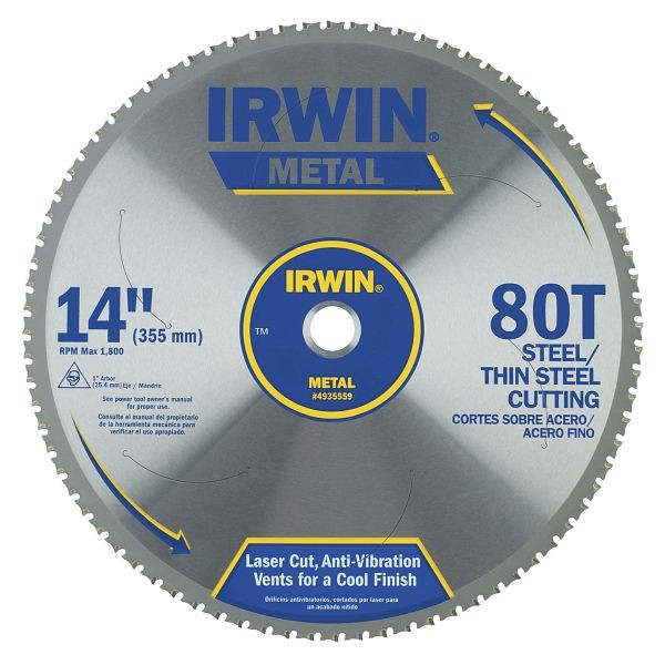 Irwin Saw Blade 14" 80T Mc Ferrous Steel, 4935559