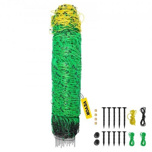 VEVOR Electric Netting Fence Kit Sheep Fencing 42.5"H x 164'L with Posts Spikes, KTDDZWLW108CMTCUYV0