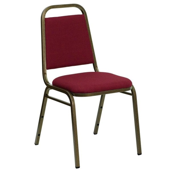 Flash Furniture HERCULES Series Trapezoidal Back Stacking Banquet Chair in Burgundy Fabric - Gold Vein Frame, FD-BHF-2-BY-GG