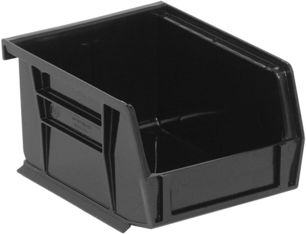 Quantum Storage Systems Bin, stacking or hanging, 4-1/8"W x 5-3/8"D x 3"H, recycled polypropylene, black, QUS210BR