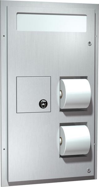 ASI Toilet Seat Cover & Toilet Tissue Dispensers with Napkin Disposal (Dual Access) - Partition Mounted, 10-0481