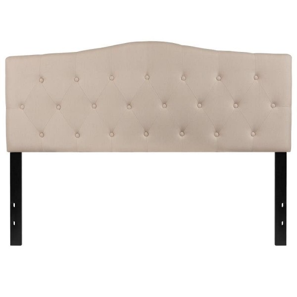 Flash Furniture Cambridge Tufted Upholstered Queen Size Headboard in Beige Fabric, HG-HB1708-Q-B-GG