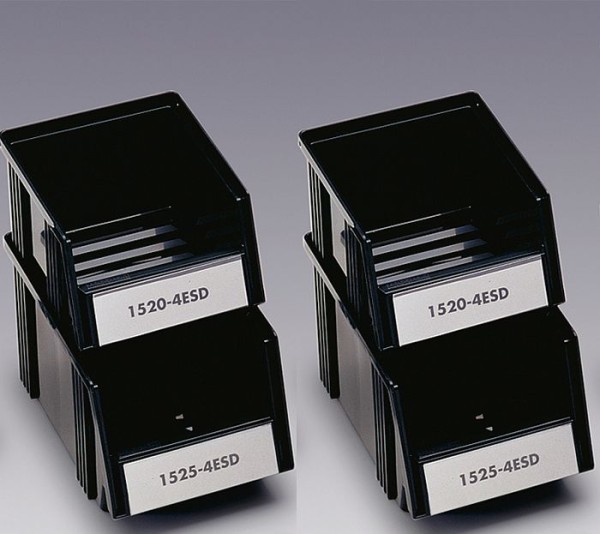 Treston Set of 4 ESD stacking bins, black (2) 1525-4ESD (9.84"x5.87"x5.12") (2) 1520-4ESD (7.56"x5.87"x4.13"), SBS4-2ESD