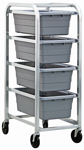 Quantum Storage Systems Tub Rack, mobile, 60 lb. weight capacity per bin, end loading, holds (4) TUB2516-8 gray tubs (included), TR4-2516-8GY