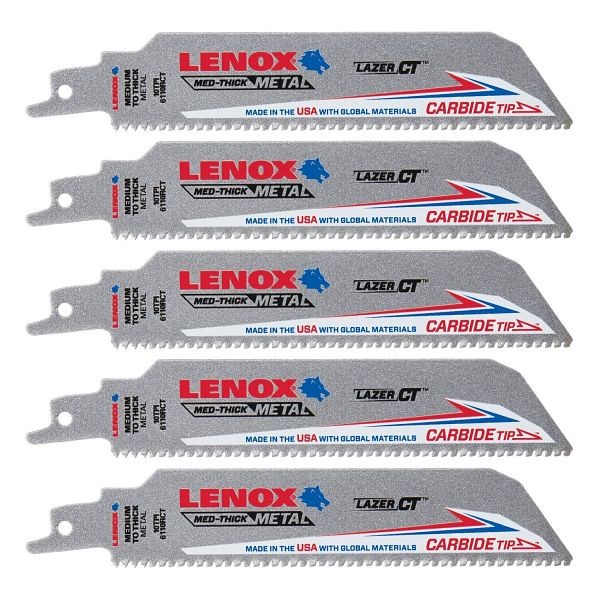 LENOX Reciprocating Saw Blade, 6" x 1" x 050" x 10 TPI, 5 Pack, LXAR6110CT