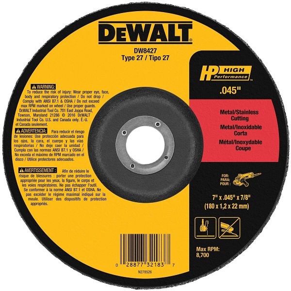 DeWalt 7" x .045" x 7/8" Cutting Wheel, DW8427