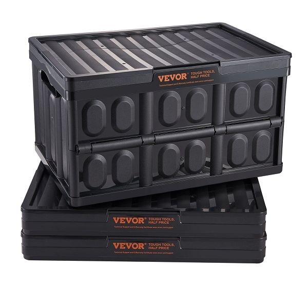 VEVOR Collapsible Storage Bins with Lids, 45L, Pack of 3, KZDSLCWXHS45CNF3XV0