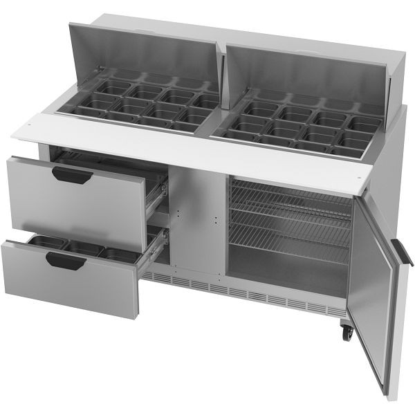 Beverage-Air Sandwich Prep Table Mega Top With Drawers, Exterior Dimensions: WxDxH: 60" x 38 3/8" x 49", 2 Drawers, SPED60HC-24M-2