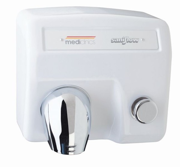 Saniflow Push-Button, hand dryer, White porcelain enamelled coating, E85-UL