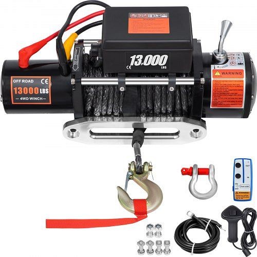 VEVOR 13000Lbs Electric Winch 12V Synthetic Rope Off-road ATV UTV Truck Towing Trailer, DDJPHC1.3WB85FT01M2