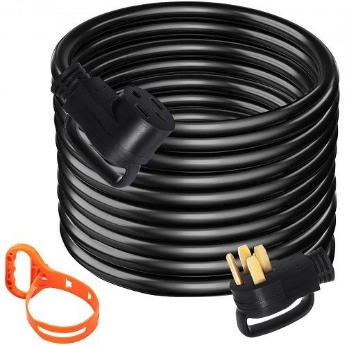 VEVOR Heavy Duty 25 ft 50 Amp RV Extension Cord Power Supply Cable with Molded Connector & Handles 125 / 250V, HJLJQ25FT50A6HX01V1
